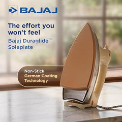 Bajaj DHX-9 1000W Heavy Weight Dry Iron | Advance Soleplate And Anti-Bacterial German Coating Technology | Multiple Temperature Levels | 2 Yr Warranty 【Ivory】