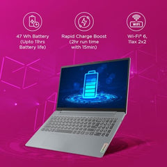 Lenovo IdeaPad Slim 3 12th Gen Intel Core i5-12450H 15.6 inch (39.6cm) FHD Laptop (16GB RAM/512GB SSD/Windows 11/Office Home 2024/1Yr ADP Free/Grey/1.62Kg), 83ER00KPIN