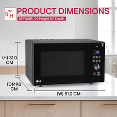 LG 28 L Charcoal Convection Healthy Microwave Oven with 301 Auto Cook Menu (MJ2887BIUM, Black, Healthy Heart Recipes, Diet Fry, 360° Motorised Rotisserie & 10 Years of warranty on Charcoal Heater)