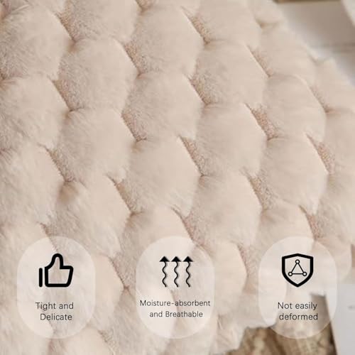 MOMISY Corduroy Cushion Throw Pillow Covers, Honeycomb Pattern, 45 x 45 cm, Pack of 2 (Beige)