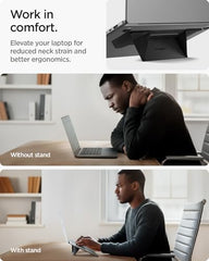 Spigen Slimfold Adhesive Laptop Stand, Foldable&Lightweight Stand Compatible with Laptops, Tablets and More - Black