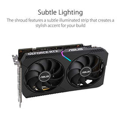 ASUS Dual NVIDIA Geforce RTX 3050 6GB OC Edition Gaming Graphics Card-pci_e_x16 4.0, 6GB GDDR6 Memory, HDMI 2.1, Displayport 1.4A, 2-Slot Design, Axial-Tech Fan Design, 0Db Technology, Steel Bracket