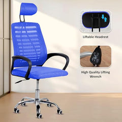 Casa Copenhagen Mesh Mid Back Office/Study/Computer/Revolving/Desk Chair for Work from Home -Metal Base, Height Adjustable Seat - Grey Milange & Black Handle