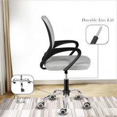 Casa Copenhagen Mesh Mid Back Office/Study/Computer/Revolving/Desk Chair for Work from Home -Metal Base, Height Adjustable Seat - Grey Milange & Black Handle