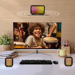 ZEBRONICS Pluto 1-2.1 Channel Desktop Speaker with 15 watts Output, Bluetooth 5.3, 3.5mm Jack Line Input, Inbuilt Volume Control, USB Powered, RGB Lights