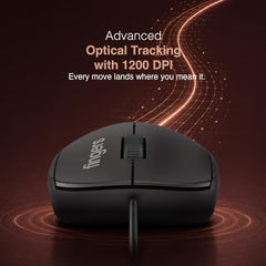 FINGERS UltraHit Wired Mouse (Plug-n-Play Setup, Precise Optical Tracking)