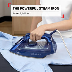 Tefal Maestro Plus Steam Iron | No.1 Ironing Brand in Europe | 2200W | XL Ceramic Soleplate | Anti-Calc | 120g/min Boost | 35g/min Continuous Steam | Blue | 2-Year Warranty