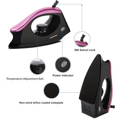 CHARTBUSTERS Dry Iron | IS 302 ISI Certified | Adjustable Temperature Control | Non-Stick Coated Soleplate | Shock Proof Body | 1000W Fast Heating | by 99 Drops Oasis