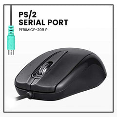 Perixx PERIMICE-209P Wired PS/2 Optical Mouse – Ambidextrous 3-Button Design, 1000 DPI Precision & 6-Ft Cable – Glossy Black for Legacy PCs & Industrial Systems