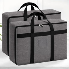 SITTELLA 2 Pack Large Foldable Storage Bags 58 L | Fabric Storage Organizer Box with Zip | Blanket, Quilt & Household Item Storage | Space Saving Storage Container | Beige