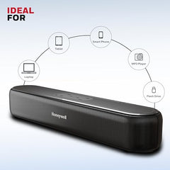 Honeywell Moxie V500 10W Portable USB Wired Soundbar, Speaker for PC,Desktop and Laptop with Volume Control and 3.5 mm AUX,2.0 Channel,52mmX2 Drivers,Plug &Play,2 Yrs Maufacuturer Warranty