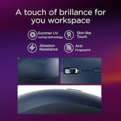 Lenovo Yoga Bluetooth Silent Mouse, 3 Level DPI Adjustment, 36 Month Battery Life, Bluetooth 5.3, 3 Device Paring, Whisper Quiet, Programmable Buttons, Smooth Finish, Luna Grey