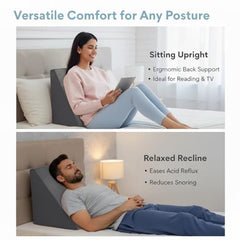 Orthowala Premium Adjustable Bed Wedge Pillow with Headrest – Memory Foam Support for Acid Reflux, Snoring, Back & Leg Pain – 2 Years Warranty