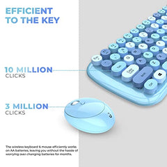 iGear KeyBee Retro Typewriter Inspired 2.4GHz Wireless Keyboard with Mouse Combo for Desktop/Laptop and Devices with USB Support, Single Nano Receiver, Round Keycaps, Cleaning Brush (White) (Green)