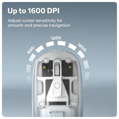 Zebronics Sheer Pro Wireless Mouse, Translucent Design, Up to 1600 DPI, Dual Mode 2.4GHz + BT, 4 Buttons, Type-C Rechargeable, Silent Clicks, USB Nano Receiver, Ergonomic Design (Blue)