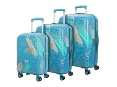Kamiliant by American Tourister ATHER | Printed Trolley Bag Set of 3 (55+68+79 cms) for Travel|Hard Case Polypropylene (PP) Suitcase|360° 8-Wheel Spinner Luggage Trolley|Combination Lock | Black