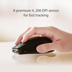 ASUS MD200 Mouse, Easy to Carry Wireless Mouse, 4200 DPI, Multi Device Connect/Bluetooth, USB Silent Mouse (Green Tea Latte)