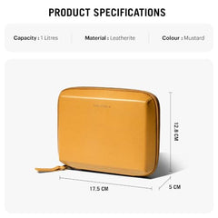 DailyObjects Leather Travel Electronic Accessories Storage Bag | Portable Gadget Organizer Case | Tech Kit Pouch for Cables, Drives, Chargers, Adapters, Power Banks | Charger Wire Organiser - Yellow