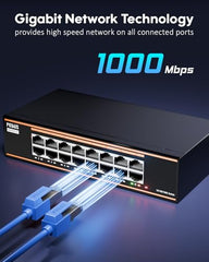 FEDUS Nextport-8000, 8 Port Gigabit Ethernet Switch 1000Mbps, High-Speed Network Splitter & LAN Hub, Plug & Play, Fanless, Desktop Switch for PC, Internet Cable, Laptop, Gaming, Router, NAS, CCTV, TV