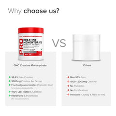 GNC Creatine Monohydrate PRO Performance Powder | 3g, Micronized | 100g | UK's Informed Choice Certified, Unflavoured
