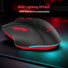 EvoFox Shadow X Pro Wireless Gaming Mouse Tri-Mode Rechargeable | BT, USB 2.4G & Wired, S203 Sensor, 1000Hz Polling Rate, 6400 DPI, RGB Lighting, 6 Programmable Buttons, Software Support