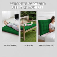 DADDY COOL Multipurpose Extra Long Rocking Chair Cushion for Outdoor and Indoor/Chair pad for Home & Office Chair Filling 18 x 50 Inch Pack of 1 Dark Green (Only Cushion)