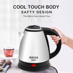 INALSA Electric Kettle for Hot Water |1.8 L Capacity| LED Illumination & Borosilicate Glass Body| 2 Year Warranty|Multipurpose Electric Kettle| Water Boiler (Prism Inox),1350 Watts