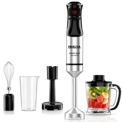INALSA Hand Blender 1500 W|Silent DC Copper Motor|European Stepless Variable Speed Design| X.Large 1L Chopper|Unique Potato Masher| Detachable| Stainless Steel-Robot INOX 1500 StepUp