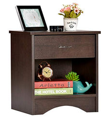 DeckUp Plank Bei Engineered Wood Bed Side Table and End Table (Walnut and White, Matte Finish)