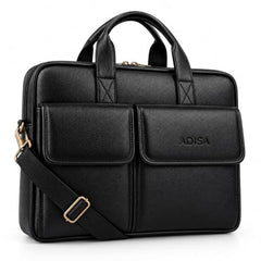 ADISA Laptop Bag for Men - Faux Leather Office Messenger Briefcase with Laptop Compartment for Work, Business, Corporate & Professional Use (LB6055)