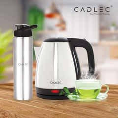CADLEC 1.5L Electric Kettle & Stainless Steel Water Bottle Combo | Automatic Cut-Off | Multi-Use for Instant Noodles, Tea & Coffee, 2 Years Warranty | Kettle Combo Offer