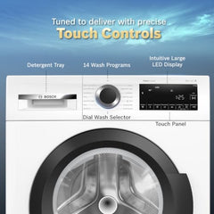 Bosch 12 kg 5 Star Front Load Fully Automatic Washing Machine, AI ActiveWater, Inbuilt heater, Antibacterial Tech, 14 Wash Programs, 66L Large Drum, SoftCare Paddle, White, WGA27400IN (2026 Model)