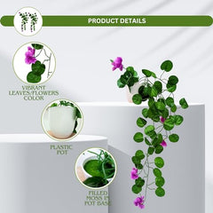 fancymart Artificial Flower Plant Home Décor with Small Size Pot | Pack of 2 | Plant Hanging for Home Decor | Office Decor (DESIGN-01)