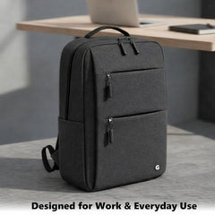 GadgetBite Graphite 20L Laptop Backpack with 15.6" Laptop Compartment, USB Charging Port, Organiser Pockets and Bottle Holder. Ideal for Office, College and Travel - Charcoal Grey