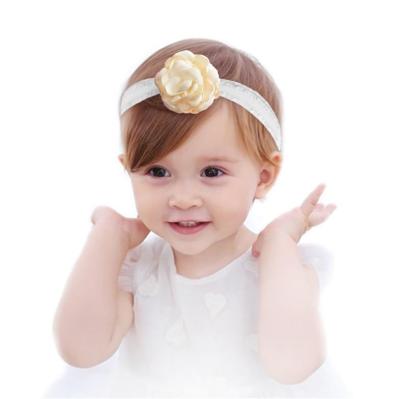 SYGA 3 Pcs Children Girl Baby Elastic Hairband Princess Wind Bow Flower Headband Suit Baby Headdress Photo Hair Accessories for 0-3 Years (Color - A) - Multicolor