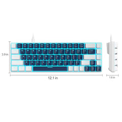 MageGee Portable 60% Mechanical Gaming Keyboard, MK-Box LED Backlit Compact 68 Keys Mini Wired Office Keyboard with Blue Switch for Windows Laptop PC Mac - Blue/White