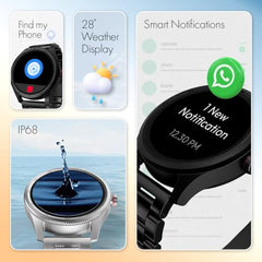 Fastrack MYND 1.93” AMOLED Display Smart Watch for Men & Women with AI Watch Faces,AI Chat,Offline Voice Commands,Curved Metallic Design,Functional Crown,BT Calling, Health Suite,100+ multisport modes