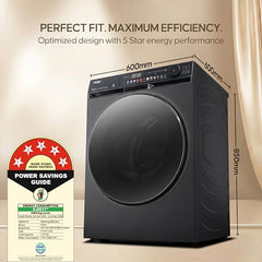 Haier Smart Choice 12 Kg AI Color Panel, One-Touch Smart Wash, Fabric Detection Fully Automatic Front Load Washing Machine with In-Built Heater,WI-FI, Black (HW120-DM14F9BKU1)
