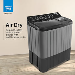 Voltas Beko, A Tata Product 9 Kg 5 Star Semi-Automatic Top Loading Washing Machine (WTT90UHA/OK5B1B1S23, Black, Pulsator Wash Method and Double waterfall technology)