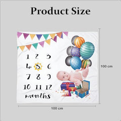 MOMISY Baby Milestone Blanket and Props for Baby's |1 to 12 Months Prop |Baby Bedding |Ac Room Blanket for Summer|Newborn| Infants Winter Blanket(BalloonGift)