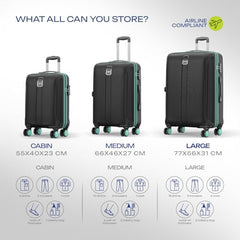 Safari Cabin Thorium Neo 8 Wheels Set of 2 (+ Medium) Trolley Bags, Hard Case Polycarbonate, 360º Spinner Wheeling Luggage for Men & Women, Travel Bag Suitcase, Dusk Green
