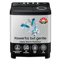 Samsung 8 kg, 5 star, Semi-Automatic Top Load Washing Machine (WT80C4200GG/TL, Air Turbo Drying, Light Gray, 5 Year Warranty on Wash Motor)