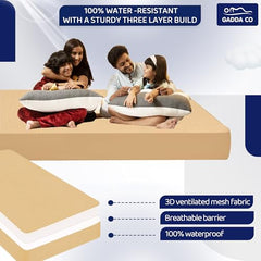 GADDA CO 100% Waterproof Premium Cotton Feel Mattress Protector King Size 78x72 Inch|Ultra Soft Breathable & Fitted Bed Protector Terry Cover Double Bed (6.5x6 feet, Fits 10 Inches, Grey)