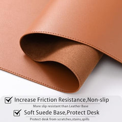 AROPANA Anti-Slip Extended Mouse Pad 90x45cm | PU Vegan Leather Desk Mat | Large Computer Desk Protector Pad with Suede Base for Keyboard, Laptop, Office & Home (Grey)