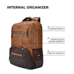 Gear Quantum 3 18"/29L Antitheft Large Faux Leather Water Resistant Laptop backpack with Raincover/Laptop backpack/Casual Backpack/Daypack/Travel Backpack/College Bag For Men/Women(Black-Black)