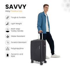 KAMILIANT by American Tourister Savvy|Trolley Bag Set of 3 (55+70+80 cms) for Travel| Hard Case Polypropylene (PP) Suitcase|360° 8-Wheel Spinner Luggage Trolley|Combination Lock|Sea Blue