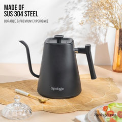 Sipologie Precision Electric Gooseneck Kettle 1000ml | 1°C Adjustable Temperature 40-100°C | Keep Warm | 304 Stainless Steel, No Plastic Contact | Pour Over Coffee & Tea | 1200W | 1 Year Warranty