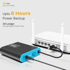 Oakter Mini UPS Basic for WiFi Router Broadband Modem | Supports 12V-2A Routers. Backup Upto 3 Hours | WiFi Router UPS Power Backup During Power Cuts| Current Surge & Deep Discharge Protection