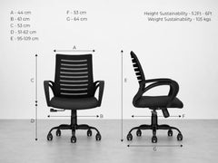 CELLBELL Desire C104 Mesh Mid Back Chair | Ergonomic Office, Study, Revolving, Computer Chair for Work from Home Heavy Duty Metal Base, Seat Height Adjustable (Black)