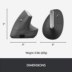 Logitech MX Vertical Advanced Ergonomic Mouse, Wireless via Bluetooth or Included USB Receiver